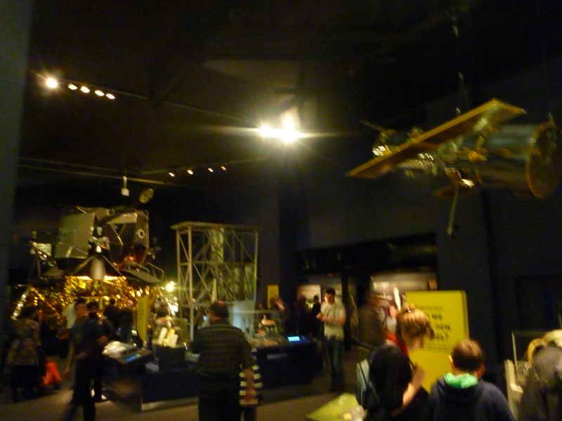 The exhibit teaches about mans' advancements in space