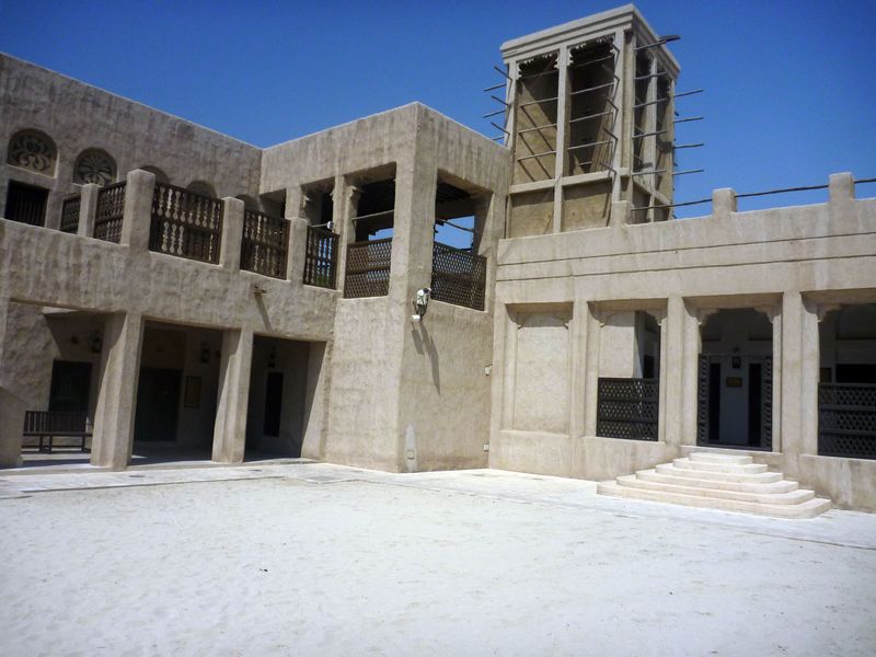 The house courtyard, featuring the iconic wind tunnels