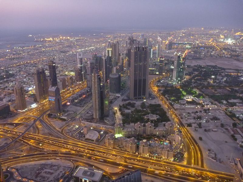 Sheikh Zayed road glows at night!