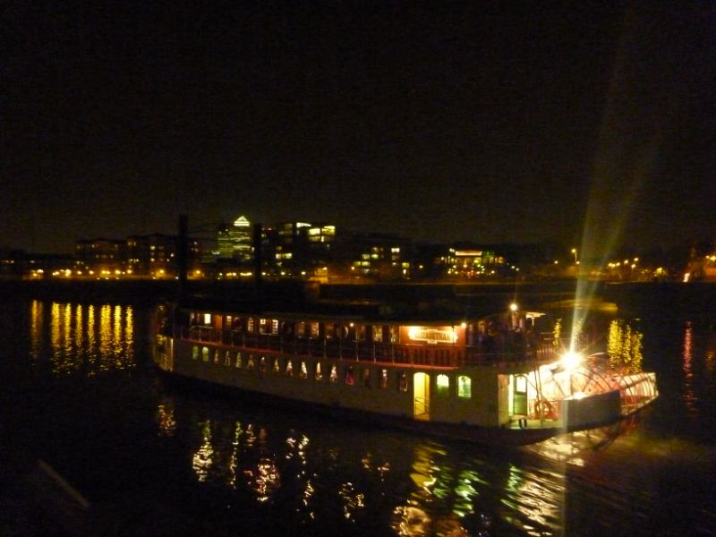 Chugging down the Thames on a boat!