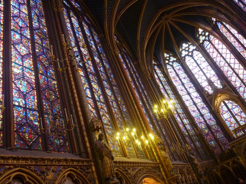 interior is dominated mainly by stained glass