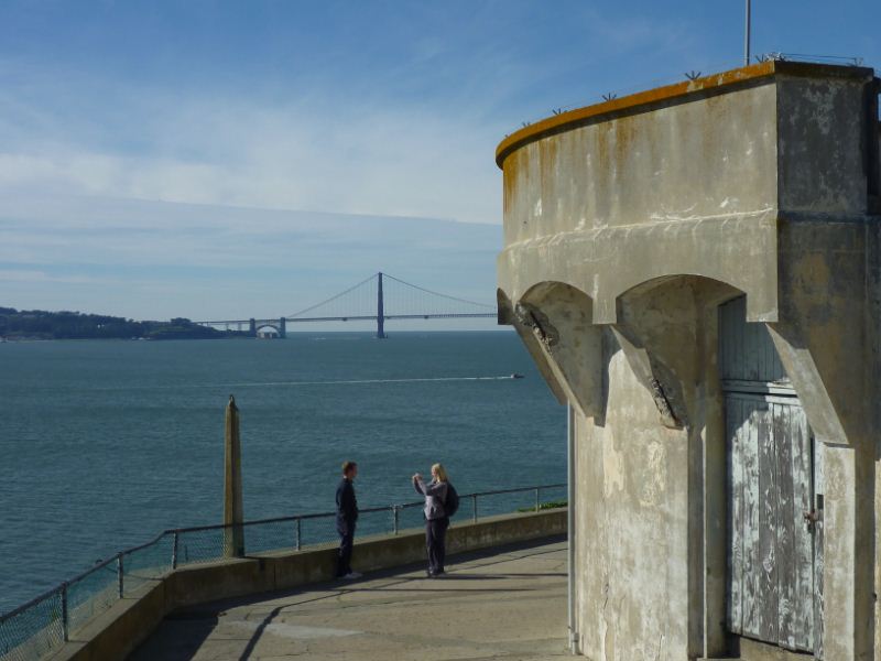 The golden gate in the distance