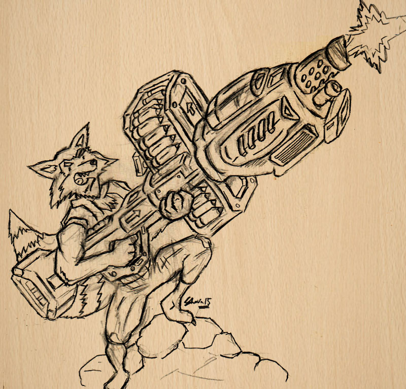 Rocket Raccoon Artwork Sketch Shaunchng