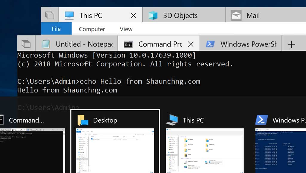 Hands on new Windows 10 Sets Tabs Feature - ShaunChng.com
