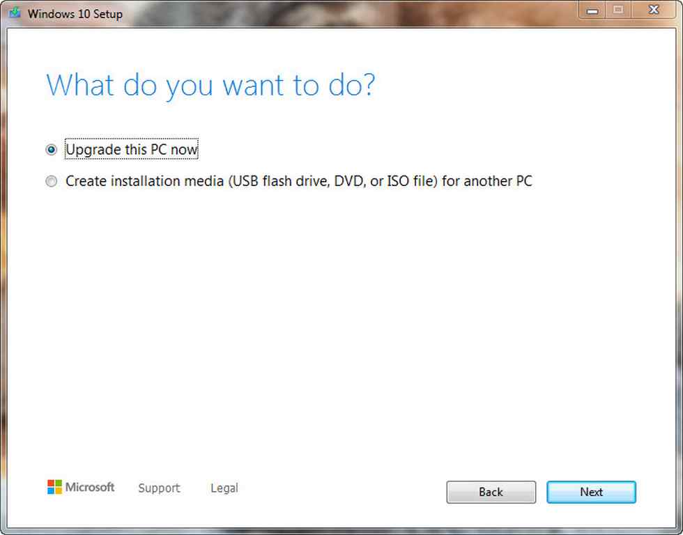 You have an option to create a Windows media or upgrade the PC to Window 10 if the PC is of a lower version.