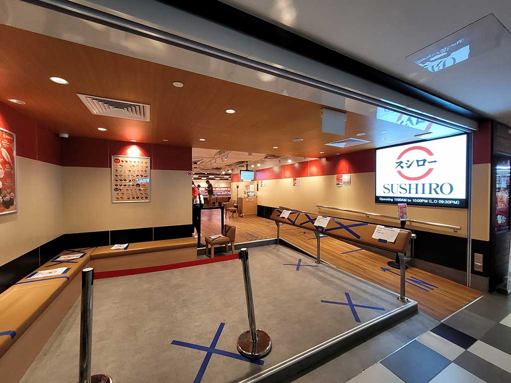 An empty sushi restaurant during the Singapore circuit breaker period