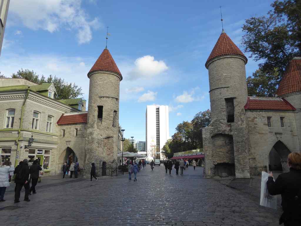 The iconic Viru gates at the shopping street leading into Tallinn old town