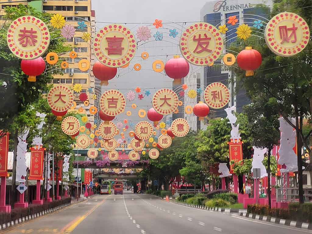 Lanterns lining the roads in Chinatown this year