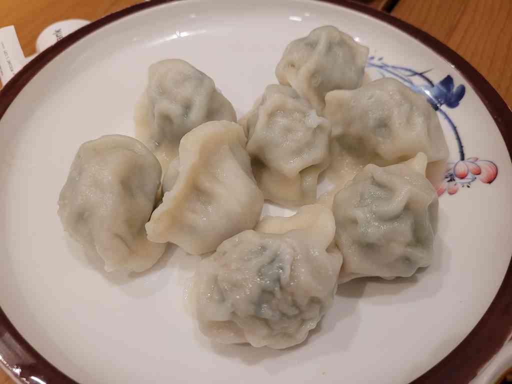 8 pieces either in hot chilli or steamed chive dumplings, both at $6.80