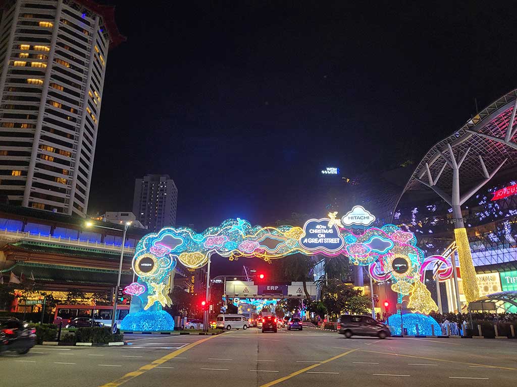 Orchard road all decked out in Xmas lighting